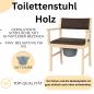 Preview: Toilettenstuhl Holz hell, gepolstert, mit Eimer & Deckel, Medizinprodukt**