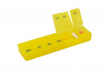 Pillendose Transparent/Gelb Tablettendose Pillenbox 7Tage,7 Fächer