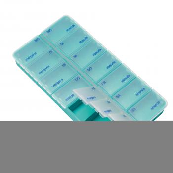 Pillendose 7 Tage 14 Fächer TÜRKIS Tablettendose Pillenbox Dosierer