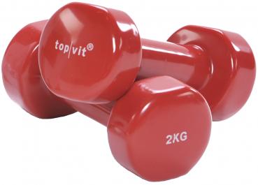 Hantel 2`er SET Kurzhantel Vinyl ROT 2,0 kg Gewichte Fitness