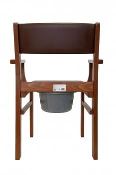 Toilettenstuhl Holz dunkel, gepolstert, mit Eimer & Deckel, Medizinprodukt**