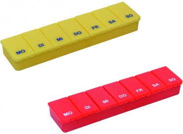 2 x Pillendose Tablettendose Pillenbox 7 Tage, 7 Fächer, gelb und rot