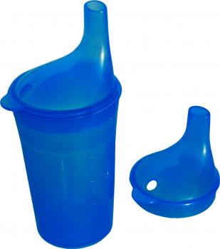 Trinkbecher-Set Tee und Brei mit Halter, langes Mundstück, blau