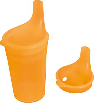 Trinkbecher-Set Tee und Brei, langes Mundstück, mit Halter orange