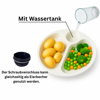 Warmhalteteller blau-weiß Kunststoff Teller Ø22cm mit Wasserfüllung spülmaschinenfest