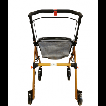 Antar Rollator HOLZOPTIK braun faltbar inkl. Stoffkorb und Tablett extra leicht Gehhilfe für zu Hause Indoor