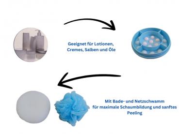 Lotion Creamer SET mint Eincremehilfe 3 Aufsätze Massage 19 Kugeln 44 cm