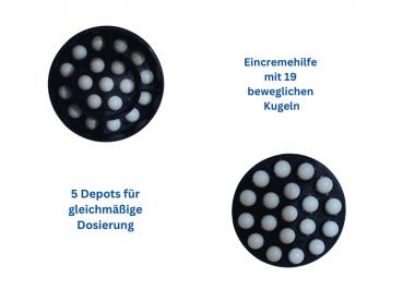 Lotion Creamer SET Blau Eincremehilfe 3 Aufsätze Massage 19 Kugeln 44 cm