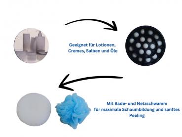 Lotion Creamer SET Blau Eincremehilfe 3 Aufsätze Massage 19 Kugeln 44 cm