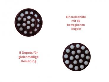 Lotion Creamer SET Bordeaux Eincremehilfe 3 Aufsätze Massage 19 Kugeln