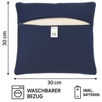 Massagekissen Vibrationsfunktion kabellos mit Batterien Körperdruck dunkelblau