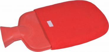 Wärmflasche mit Flauschbezug rot 2 Liter Bettflasche Wärmekissen