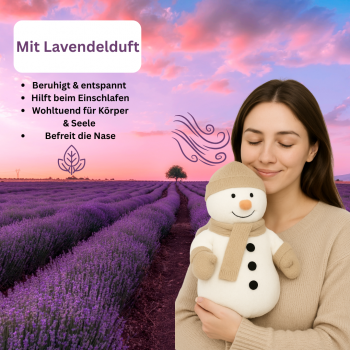 Warmies Schneemann Kuscheltier – Mikrowellen Wärmetier Lavendel Hirsekorn 23cm