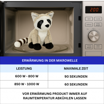 Warmies Waschbär Kuscheltier – Mikrowellen Wärmetier Lavendel Hirsekorn 26cm