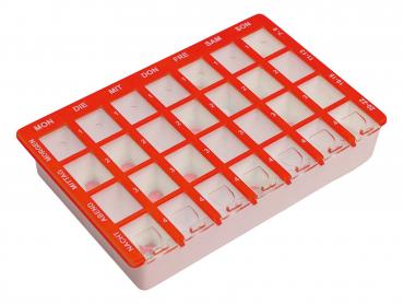 Arzneikassette ROT Pillenbox Tablettendose 7 Tage 1 Woche Pillendose Dosierer