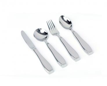 Besteck-Set EDELSTAHL 4-teilig silber extra schwer spülmaschinenfest modern