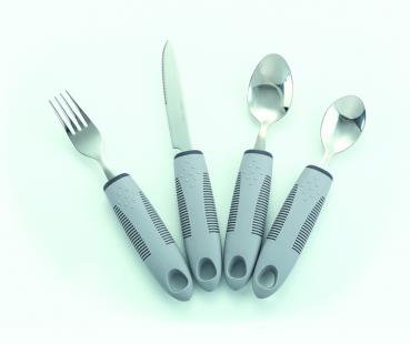 Besteck SET SOFT rutschsicherer griff 4-teilig Messer Gabel Esslöffel Teelöffel