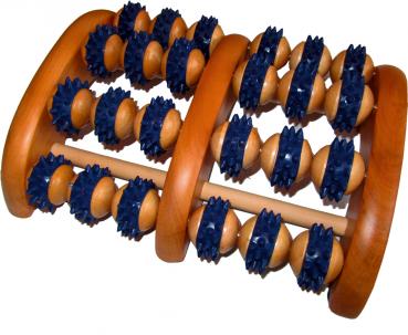 Fußmassageroller für beide Füße Holz 8 Achsen 24 Noppenrollen Fußmassage