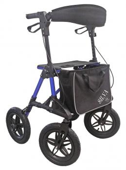 Rollator OFFROAD Leichtgewicht mit Tasche und Steighilfe blau TM