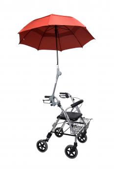 Rollatorschirm ROT Schirm UV-Schutz Höhenverstellbar Regenschutz