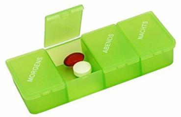 Tablettendose 4 Fächer grün-transparent