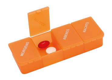 Tablettendose 4 Fächer orange-transparent