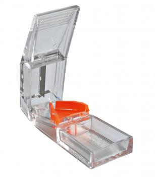 Tablettenteiler KLARSICHT, transparent-orange