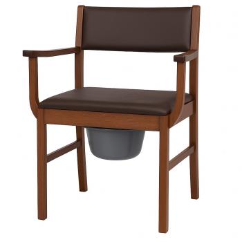 Toilettenstuhl Holz dunkel, gepolstert, mit Eimer & Deckel, Medizinprodukt**