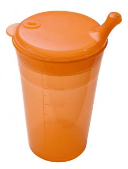 Trinkbecher, Tee, kurzes Mundstück, orange