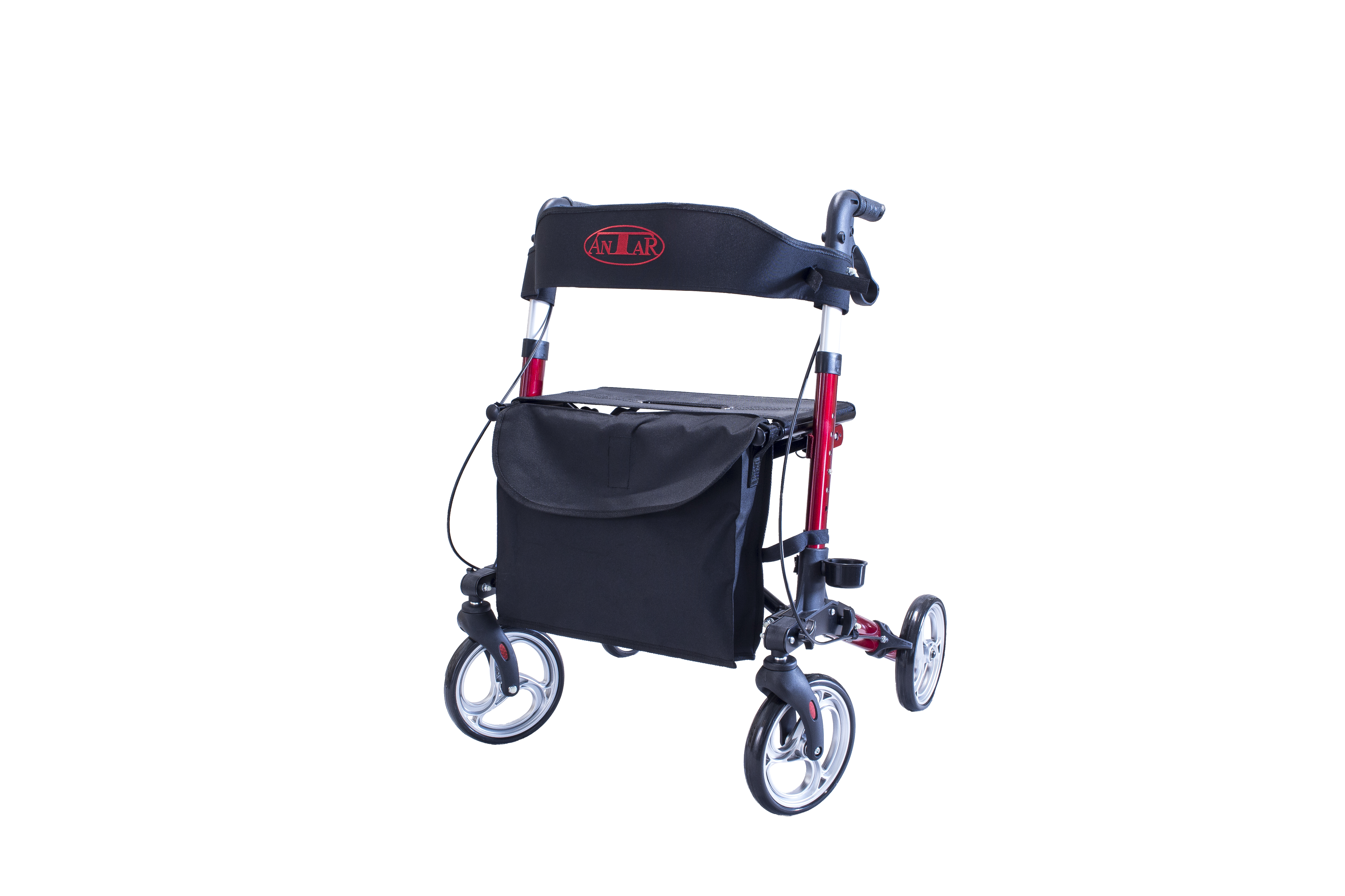 Sanialt24 - Antar Reise Rollator ROT Leichtgewicht Aluminium faltbar inkl.  Zubehör