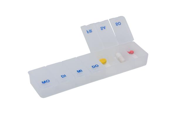 Pillendose (Transparent) Tablettendose Pillenbox 7 Tage, 7 Fächer