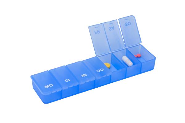 Pillendose Transparent/Hellblau Tablettendose Pillenbox 7Tage,7 Fächer