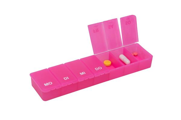 Pillendose Transparent/Pink Tablettendose Pillenbox 7Tage,7 Fächer