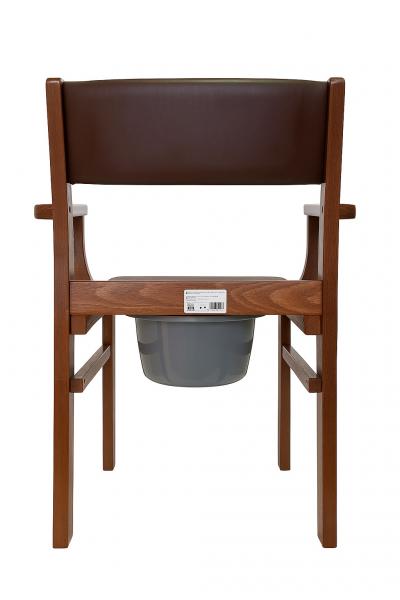 Toilettenstuhl Holz dunkel, gepolstert, mit Eimer & Deckel, Medizinprodukt**