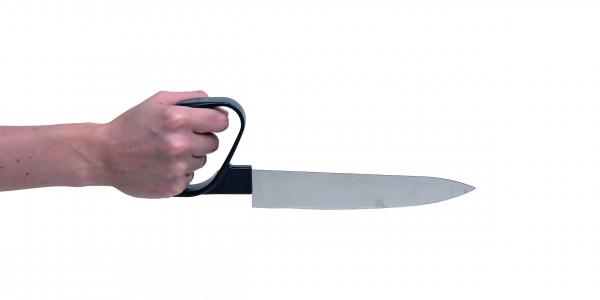 Chefmesser mit Rundgriff schwarz Seniorenmesser Messer Küchenmesser Glattschliff
