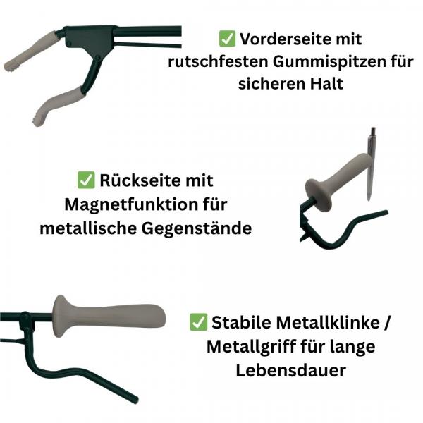Greifzange 60cm Metall grün mit Magnet CE Medizinprodukt leicht & präzise