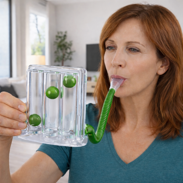 Atemtrainer 3-Kammer System – Atemgymnastik Lungentrainer blau transparent