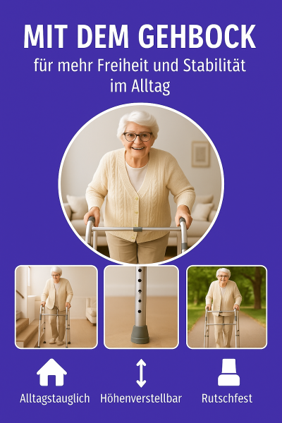 Gehbock faltbar Aluminium höhenverstellbar 2-in-1 Starr/Reziprok Gehhilfe silber