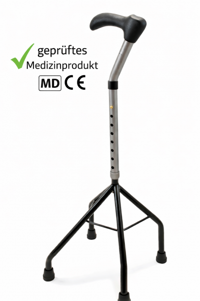 Vierfußgehstütze Gehhilfe – höhenverstellbar rutschfest silber schwarz