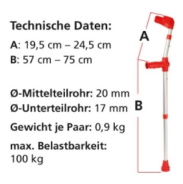 Kinder-Unterarmgehstützen Paar Leichtmetall mit Reflektoren,GELB