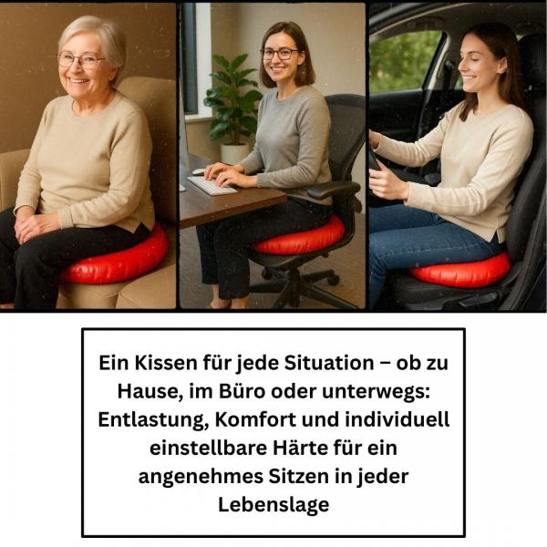 Luftkissen-Set 40 cm rot inkl. Pumpe & Einmalbezug – druckfreies Sitzen