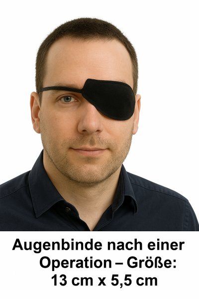 Augenbinde Augenklappe medizinisch schwarz Gummiband 5,5x13 cm nach OP Baumwolle