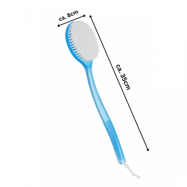 Badebürste Kunststoff blau transparent 34 cm Rückenbürste Nylonborsten