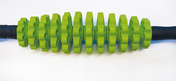 Massagerolle mit Griff verstellbar 12 Ringe Faszienmassage 43 cm schwarz/grün