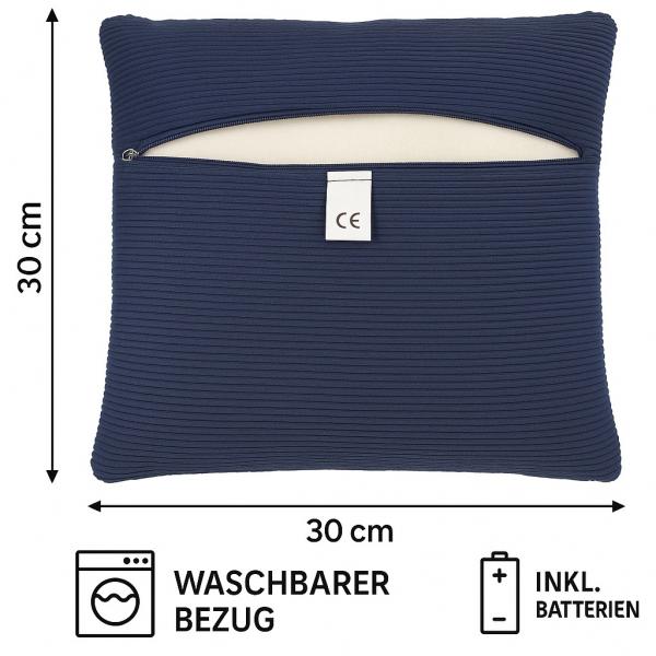 Massagekissen Vibrationsfunktion kabellos mit Batterien Körperdruck dunkelblau