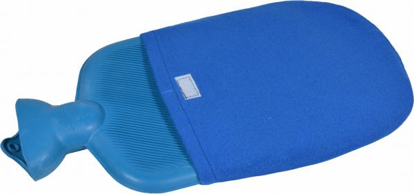 Wärmflasche mit Flauschbezug blau 2 Liter Bettflasche Wärmekissen