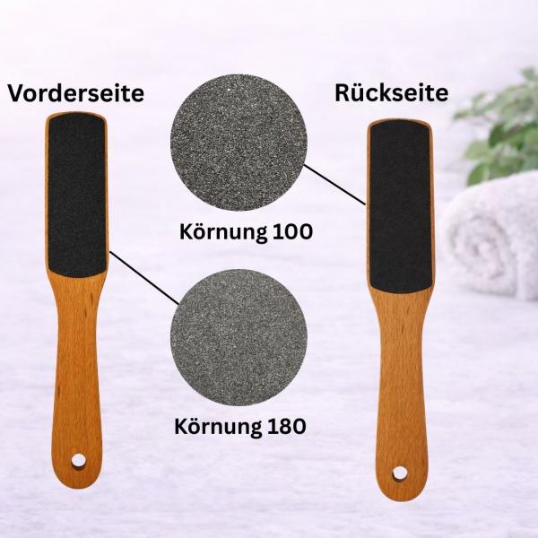 Hornhautfeile Holz eckig doppelseitig Fußfeile Profi Körnung 100/180