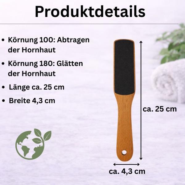 Hornhautfeile Holz eckig doppelseitig Fußfeile Profi Körnung 100/180