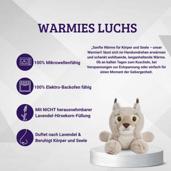 Warmies Luchs – Kuscheliger Wärmefreund mit Lavendelduft Duftkissen