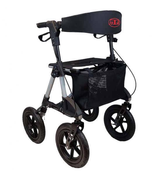 Antar OUTDOOR Rollator Gehwagen Luftreifen höhenversttellbare Griffe Ankipphilfe